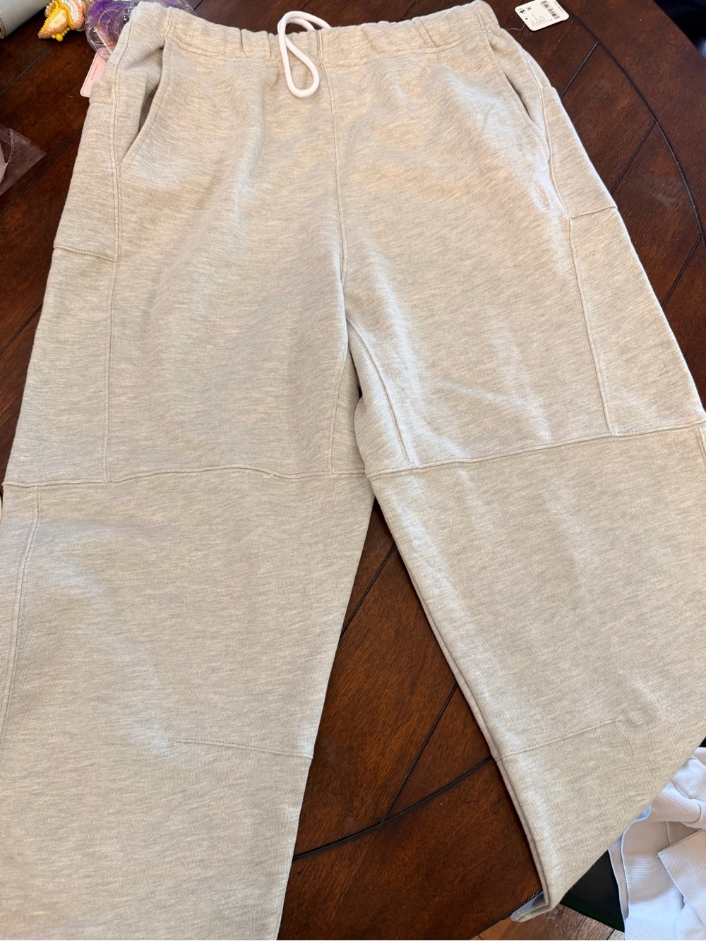 Free People Wide Leg Sweatpants in Light Gray